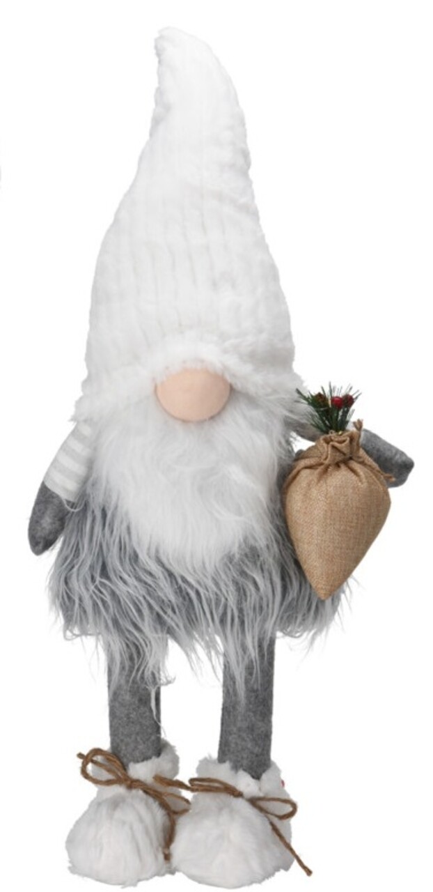 Decoratiune luminoasa Boy Gnome w hat white, 26x26x65 cm, plus, gri/alb - imagine 3